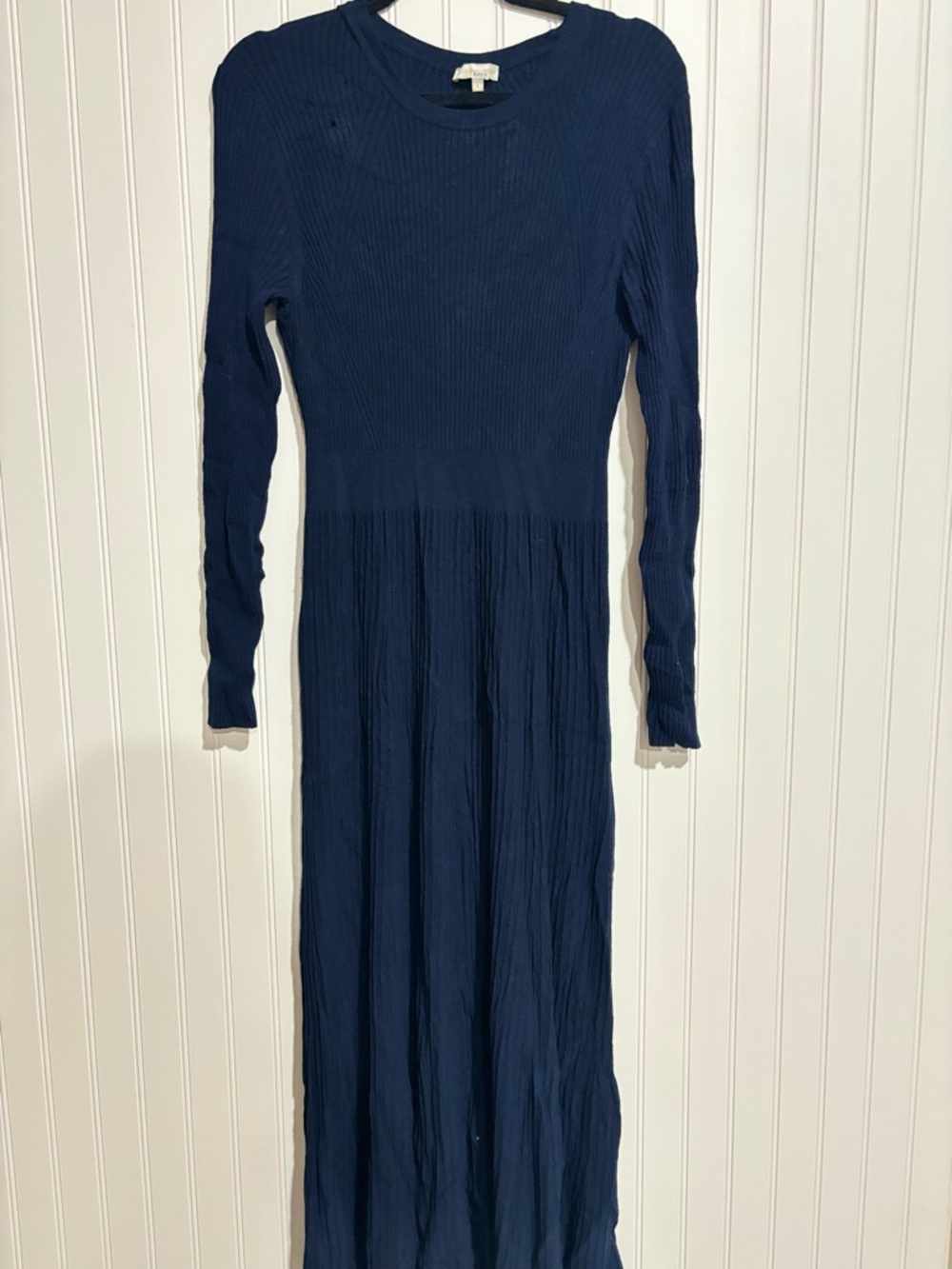 Ann Taylor Navy Ribbed Long-Sleeve Maxi Dress - Picture 6 of 9